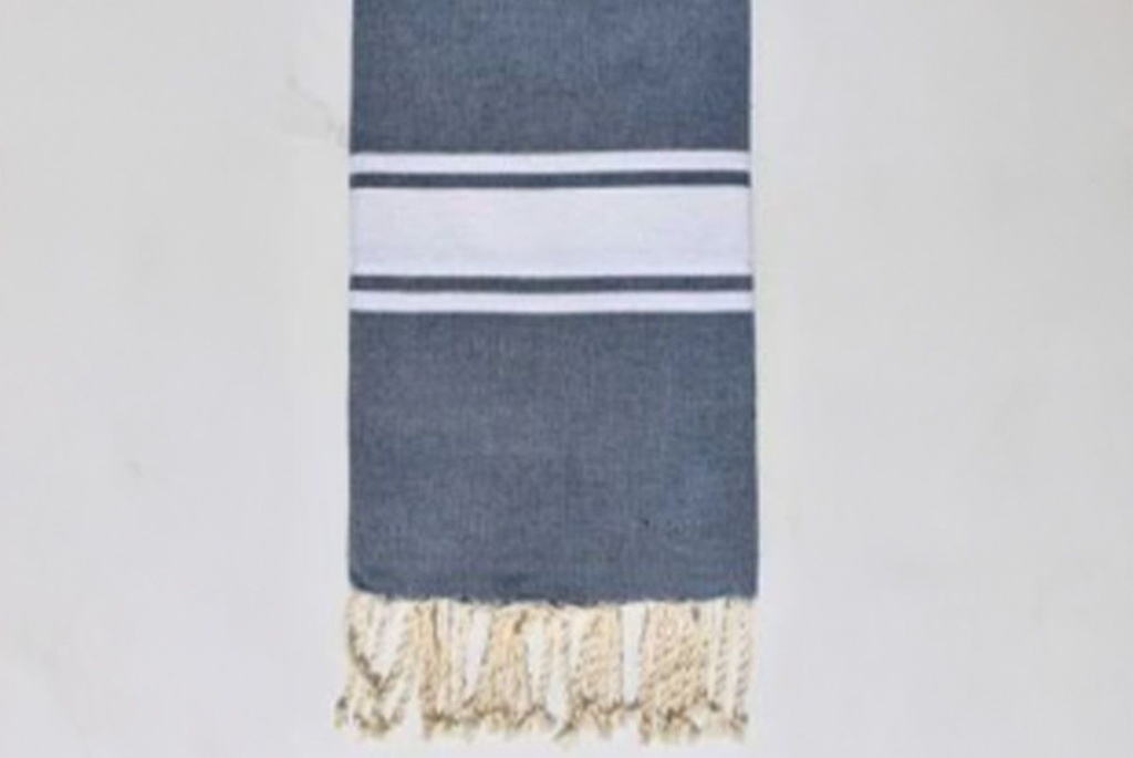 FOUTA BLEU/GRIS 1 rayure