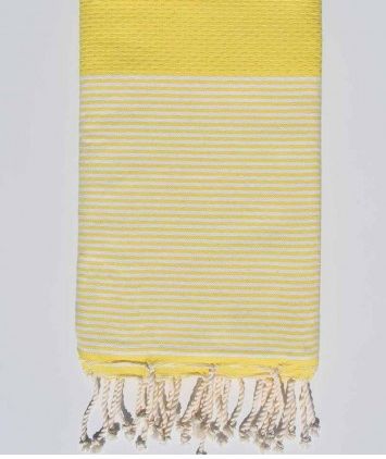 Fouta nid d'abeille- Jaune avec rayures