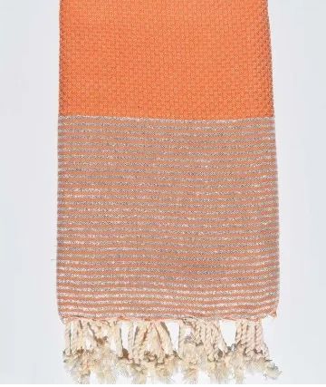 Fouta nid d'abeille- Orange  brulée