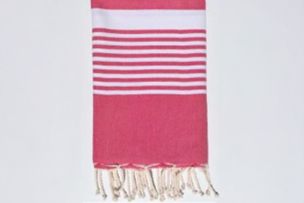 FOUTA ROSE FUCHSIA avec rayures