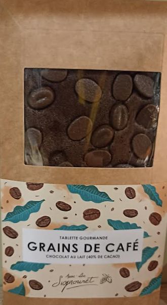 Tablette chocolat noir avec grain de café