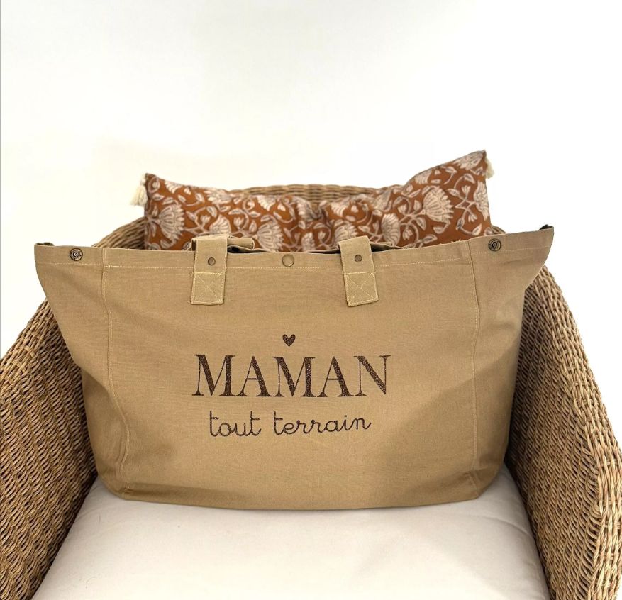 Grand cabas "Maman Tout Terrain" Sable
