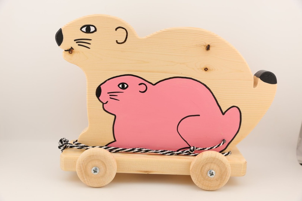 Jouet en bois - La marmotte à tirer