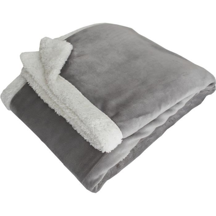 Plaid Week-end micro velours (gris, bleu...)